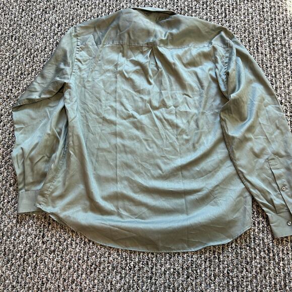 Claiborne Crazy Horse Sateen Men's Dress Shirt 16.5 Office Green Preppy - Picture 6 of 7